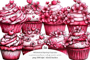 Whimsical spring cupcake clipart, an Illustration by SinaCreation