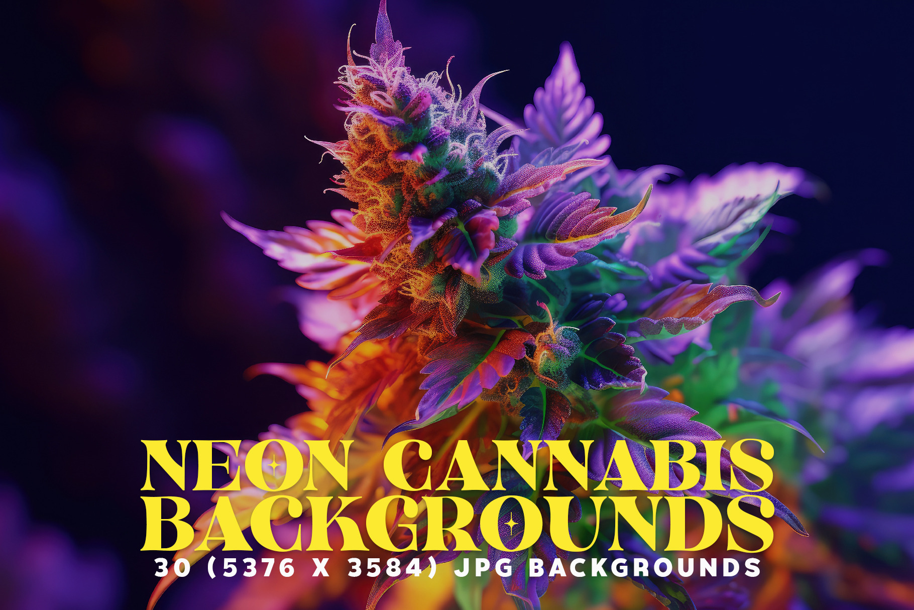20 Neon Cannabis Backgrounds, a Background Graphic by HipFonts