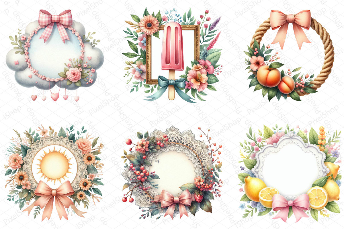 Coquette Summer Frame Clipart Bundle, an Illustration by DreamPrint404 (Photo 4 of 4)