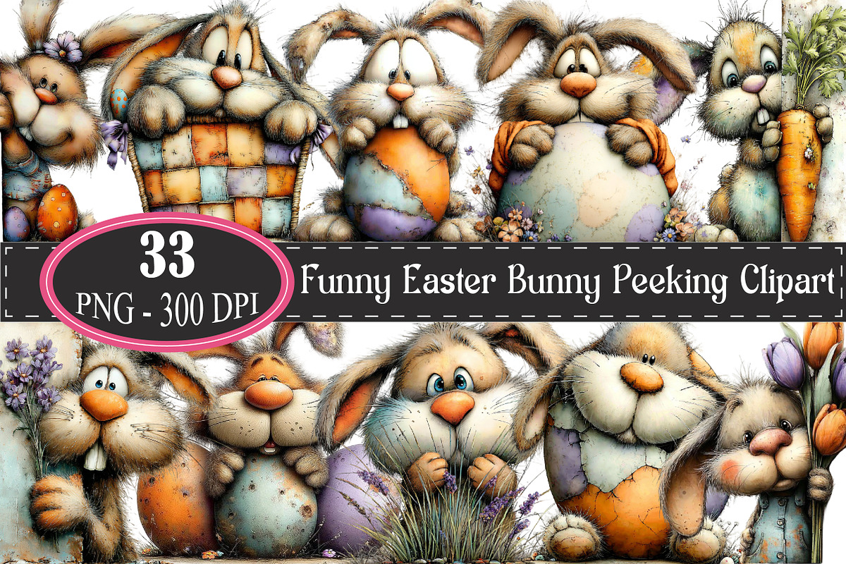 Funny Easter Bunny Peeking Clipart, an Illustration by designcity5 (Photo 1 of 5)
