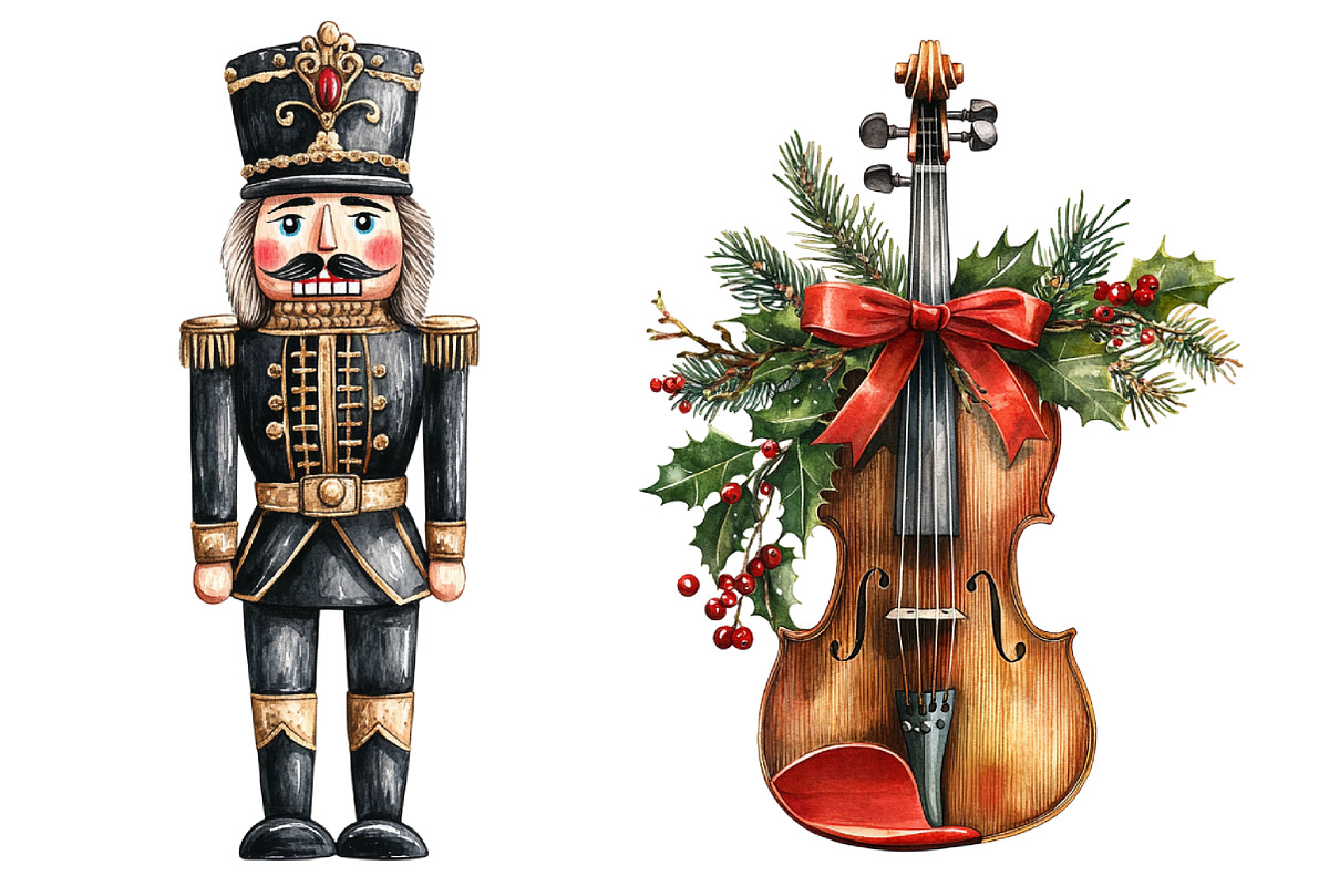 Christmas Black and White Watercolor, a Seasonal Illustration by CitraGraphics (Photo 5 of 5)