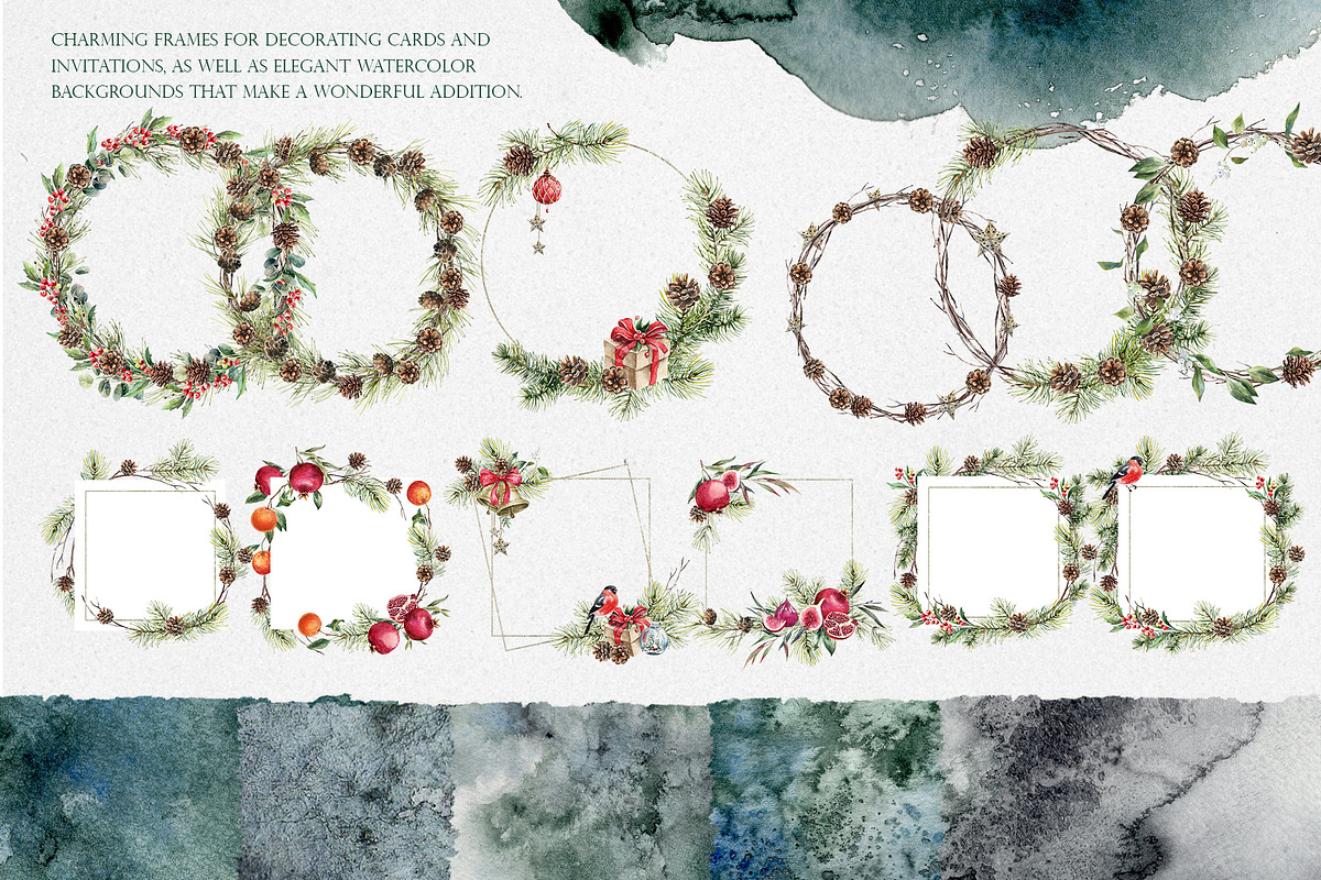 Christmas Mood. Watercolor clipart., a Seasonal Illustration by RushkinaAntonina (Photo 10 of 11)