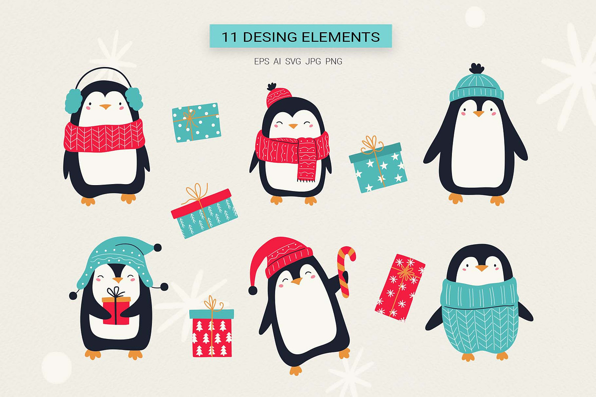 Winter Penguin Clipart Set, an Animal Illustration by Irina Ostapenko (Photo 3 of 8)