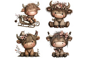 Cute & Funny Christmas Highland Cow, an Illustration by Craft Nest (Thumbnail 10 of 11)