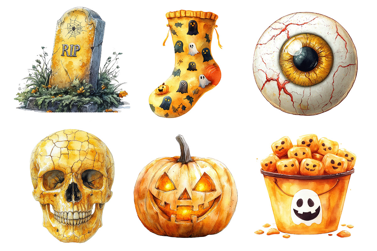 Yellow Halloween Clipart Sublimation, an Illustration by SinaCreation (Photo 3 of 5)