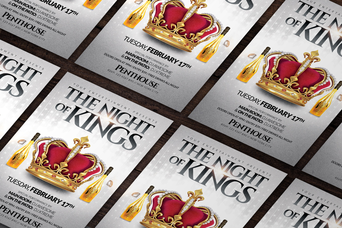 The Night of Kings Flyer Template, a Flyer Template by Creative Waffle (Photo 2 of 5)