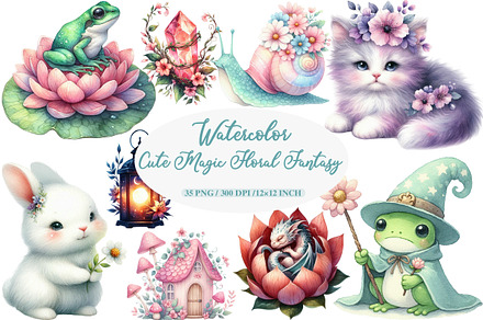 Cute Magic Floral Fantasy Clipart