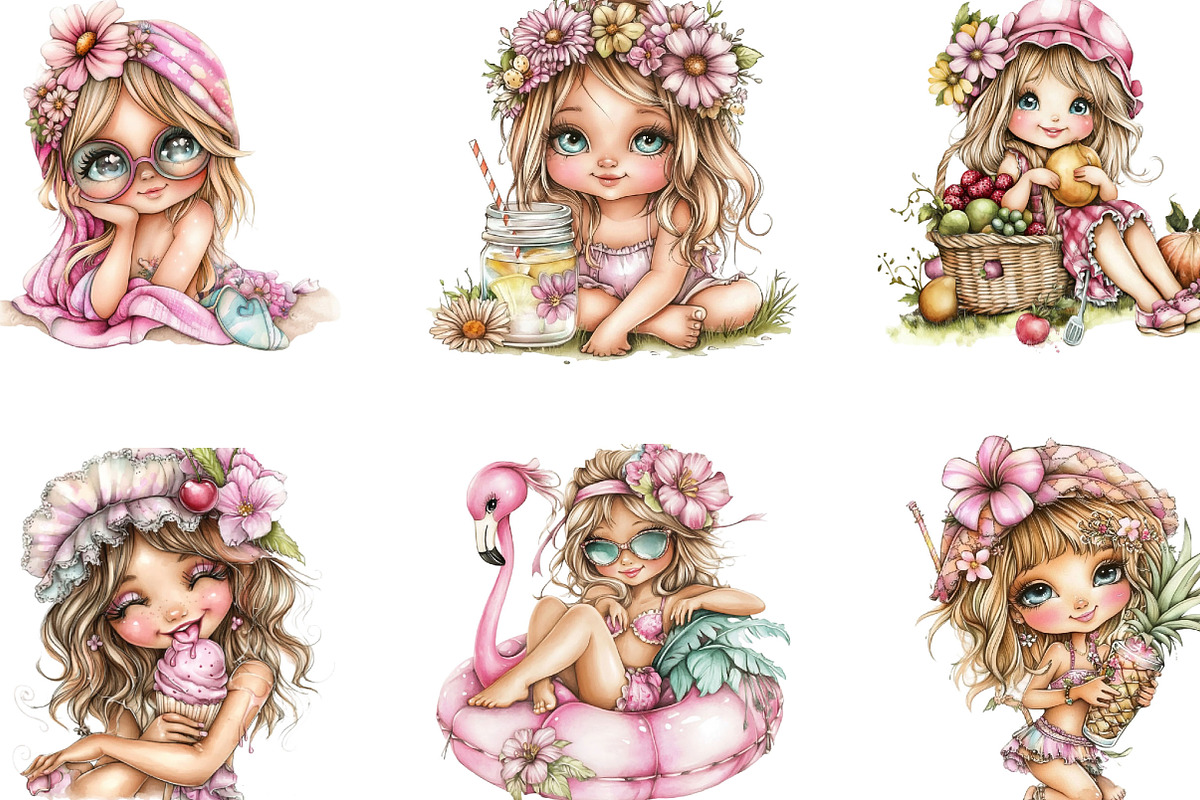 Summer Girls Png Clipart Bundle, a Person Illustration by Designking (Photo 3 of 5)