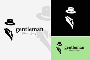 Logo Of Gentleman In Formal Suit Hat