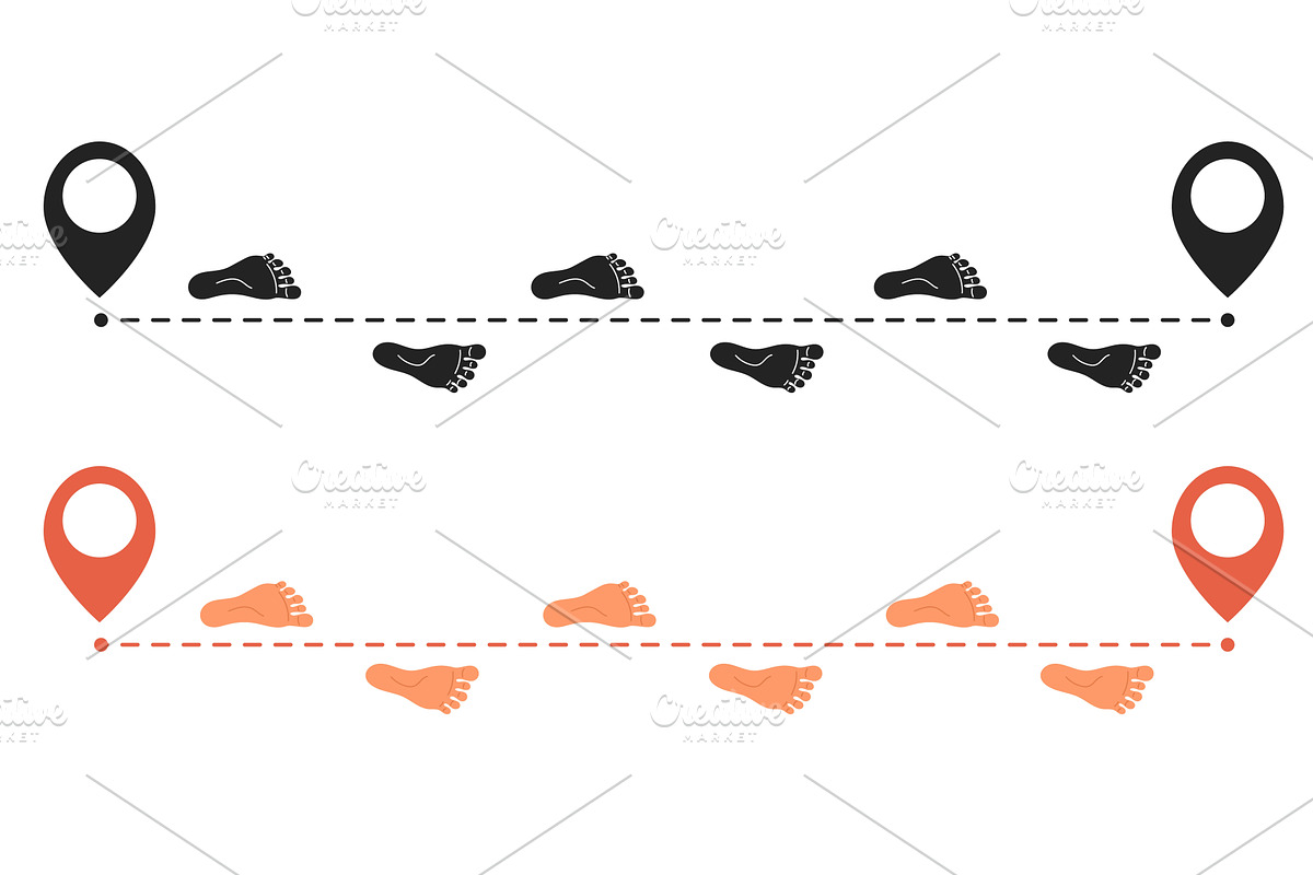 Human feet with geo tagging icon, an Object Illustration by Vectorbuum
