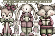 Whimsical Christmas Animals Clipart, an Illustration by Libby Wishes (Thumbnail 1 of 7)