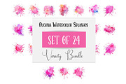 24 Fuchsia Watercolor Splashes, a Decorative Illustration by Art Paradise Studios (Thumbnail 1 of 4)