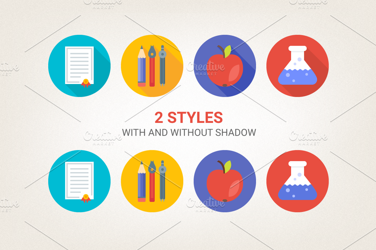 Round education icons preview 3