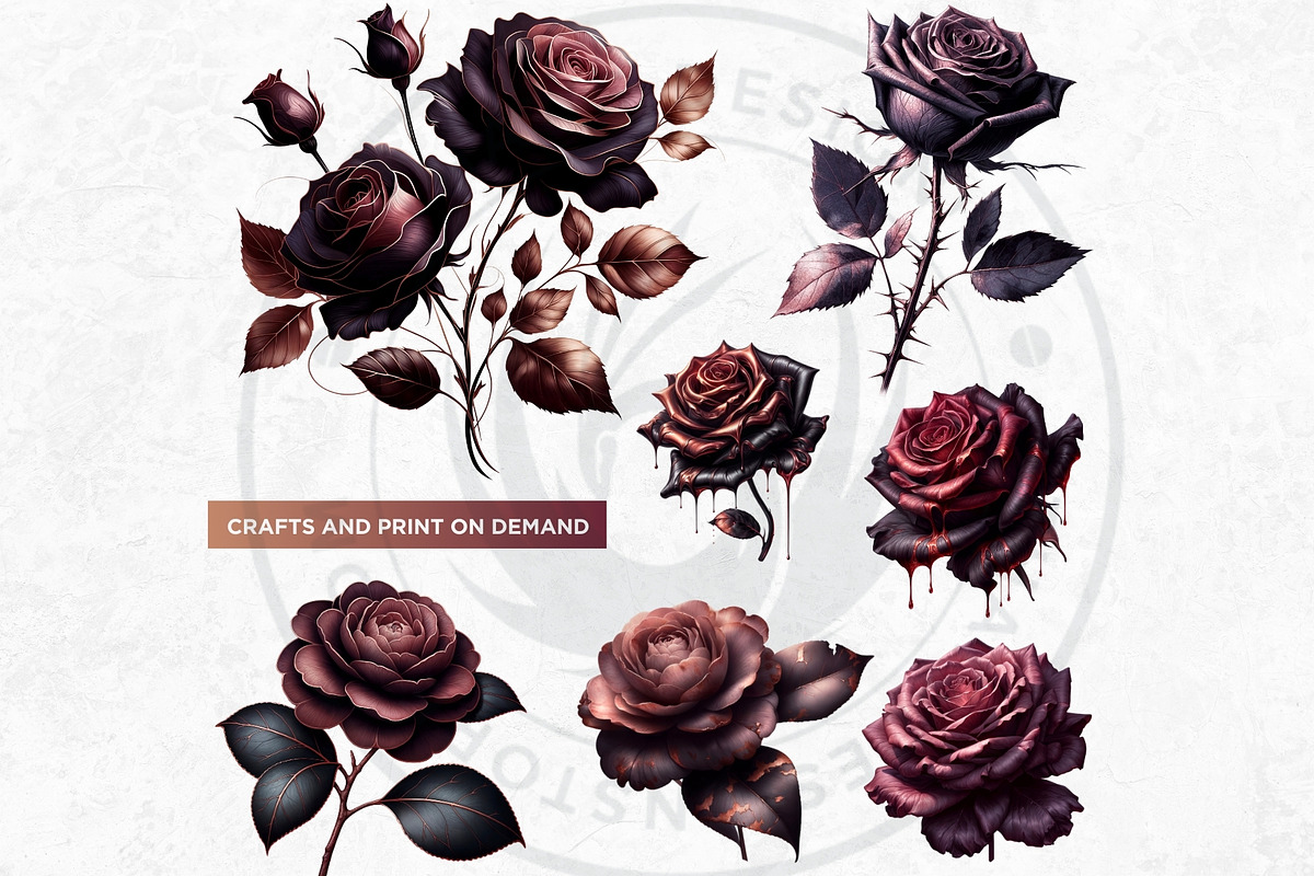 Moody Rose Gold and Mauve Flowers, a Decorative Illustration by ThatsDesignArt (Photo 10 of 10)