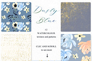 Dusty blue gold. Watercolor flowers, a Texture Illustration by LABFcreations (Thumbnail 5 of 12)