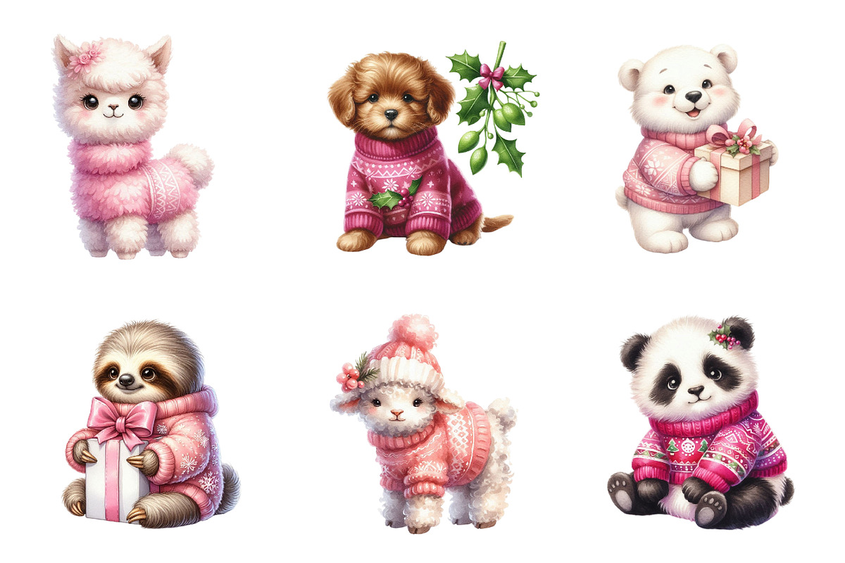 Pink Jumper Animals Christmas, an Illustration by Design Market (Photo 5 of 5)