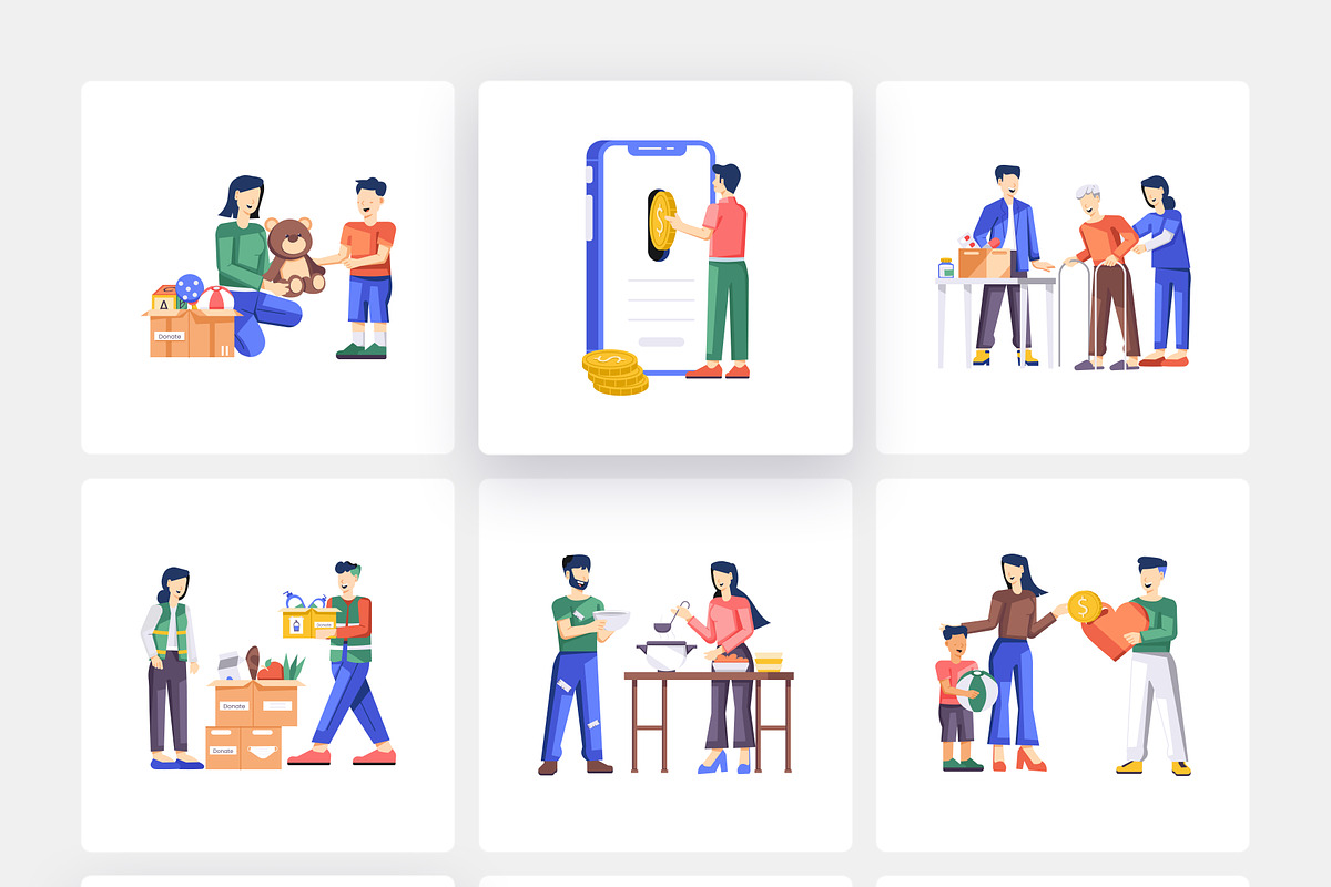 Charity and Donation Art Set, a Person Illustration by Vectors Market (Photo 7 of 7)
