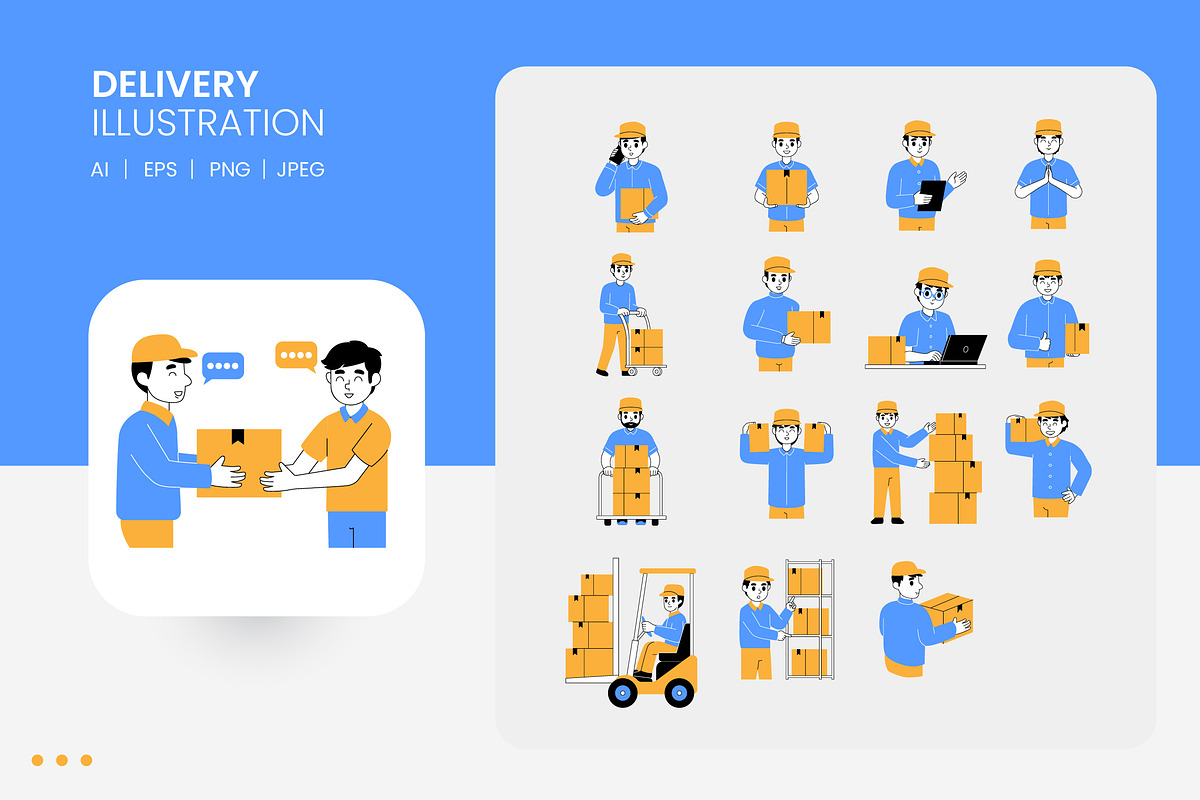 Set Delivery Illustration, a Person Illustration by shin_std