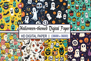 Halloween-themed Digital Paper, a Background Graphic by Printable Treasure