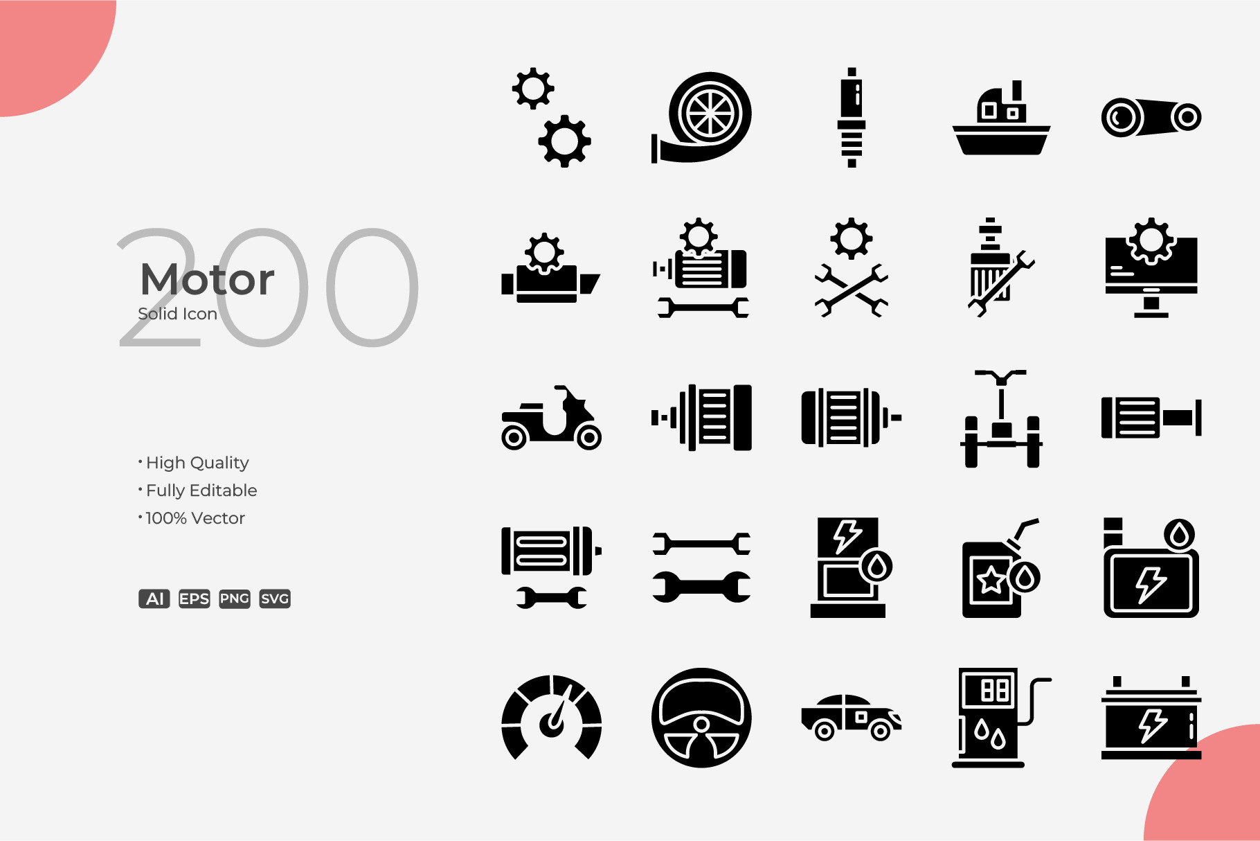 Motor Solid Icons, a Solid Icon by Bloodline