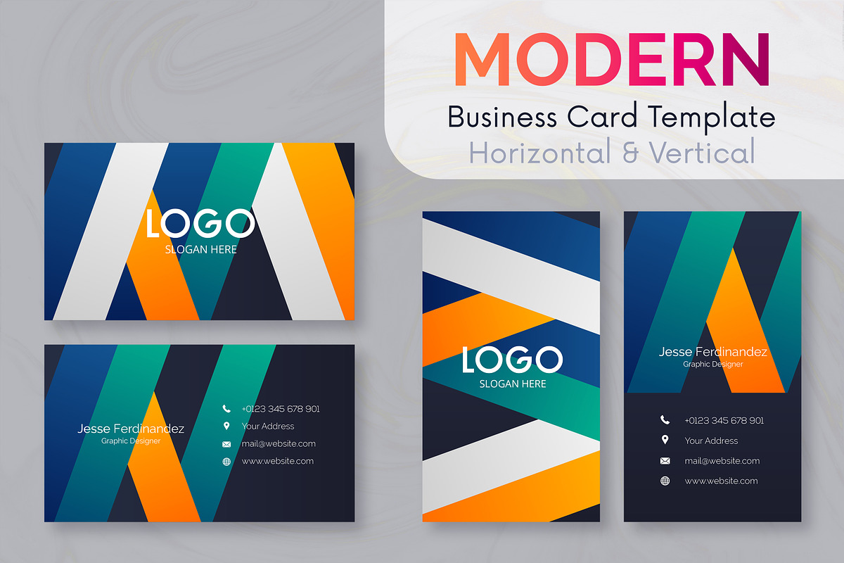 Modern 50 Business cards Bundle, a Business Card Template by M6 Gallery (Photo 15 of 52)