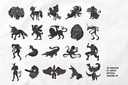 Linocut Mythical Creature Set, an Animal Illustration by Invisual Studio (Thumbnail 2 of 7)