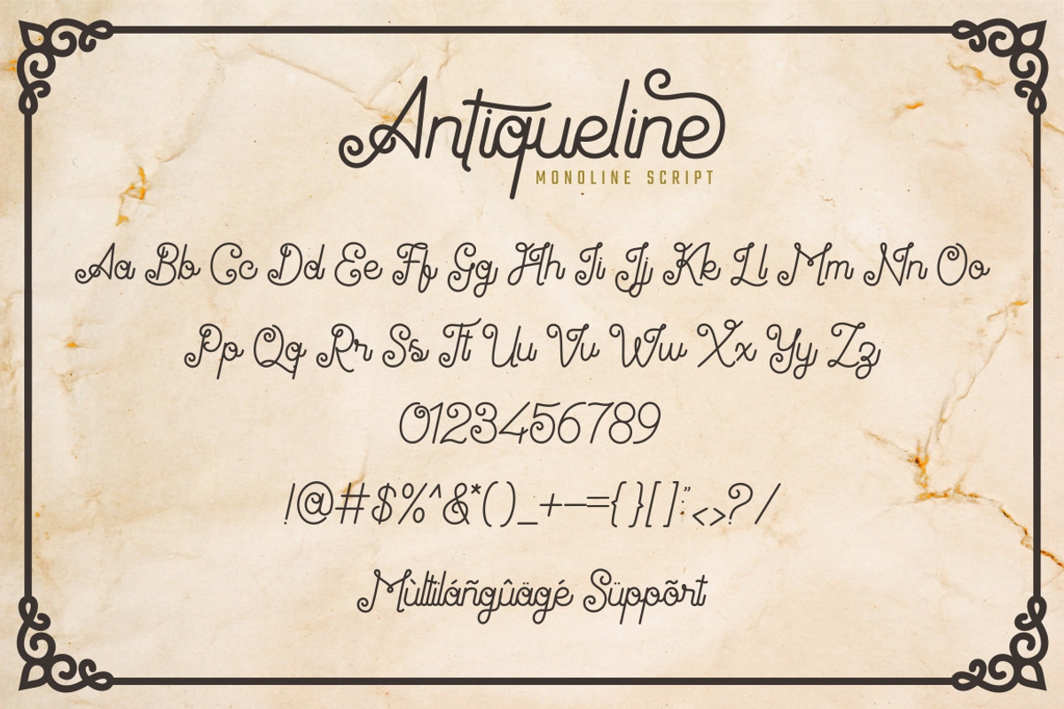 Antiqueline - Monoline Typeface, a Script Font by PutraCetol Studio (Photo 10 of 11)