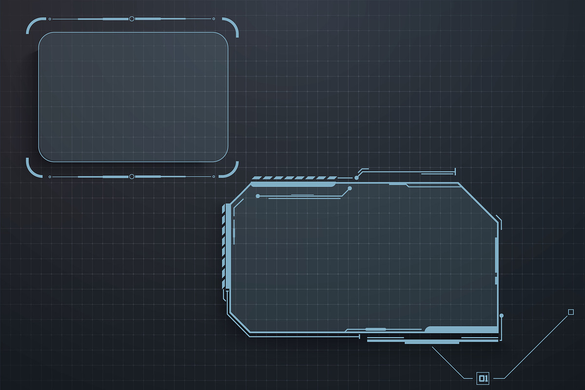 Futuristic HUD frame interface set, a Technology Illustration by ZinetroN