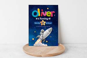 Kids Space Birthday Invitation, an Invitation Template by McLittle Stock