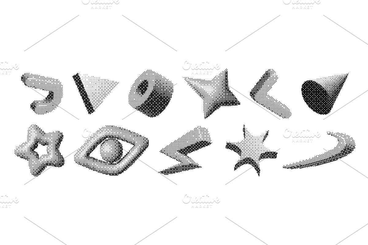 Y2k brutalism pixel shapes with, an Object Illustration by art PVP - market