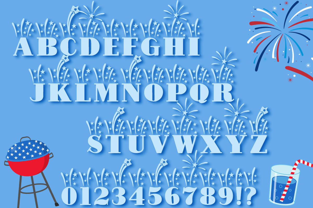 Fireworks 4th of July Font & Bonus S preview 2