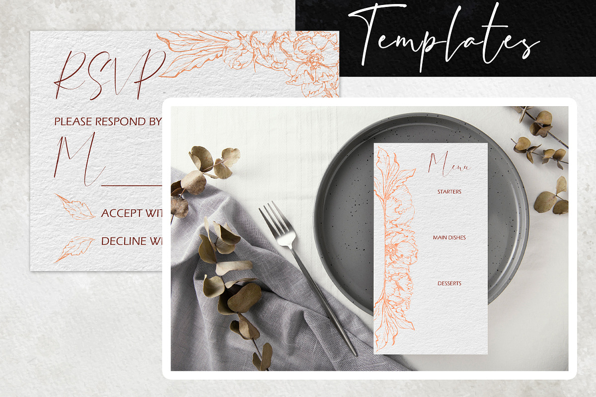 Peach fuzz wedding: Delicate peonies, a Stationery Template by MsFlaffy (Photo 3 of 5)