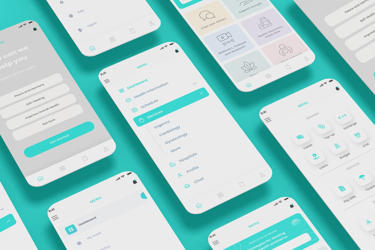 Menu Screens App UI Kit & Dashboard, an App Template by nagaredesignstudio (Photo 1 of 2)