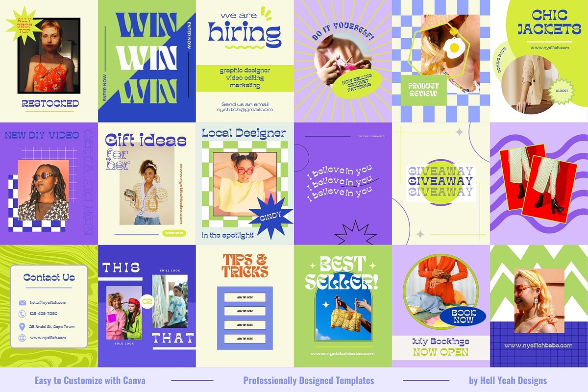 Funky Instagram Post Templates, a Social Media Template by Hell Yeah Designs (Photo 3 of 8)