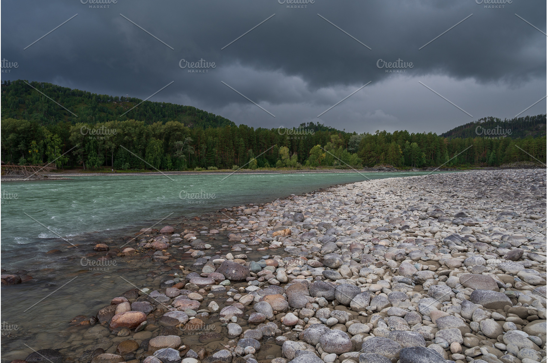 Fast mountain river Katun, a Nature Photo by Jan Jack Russo Media