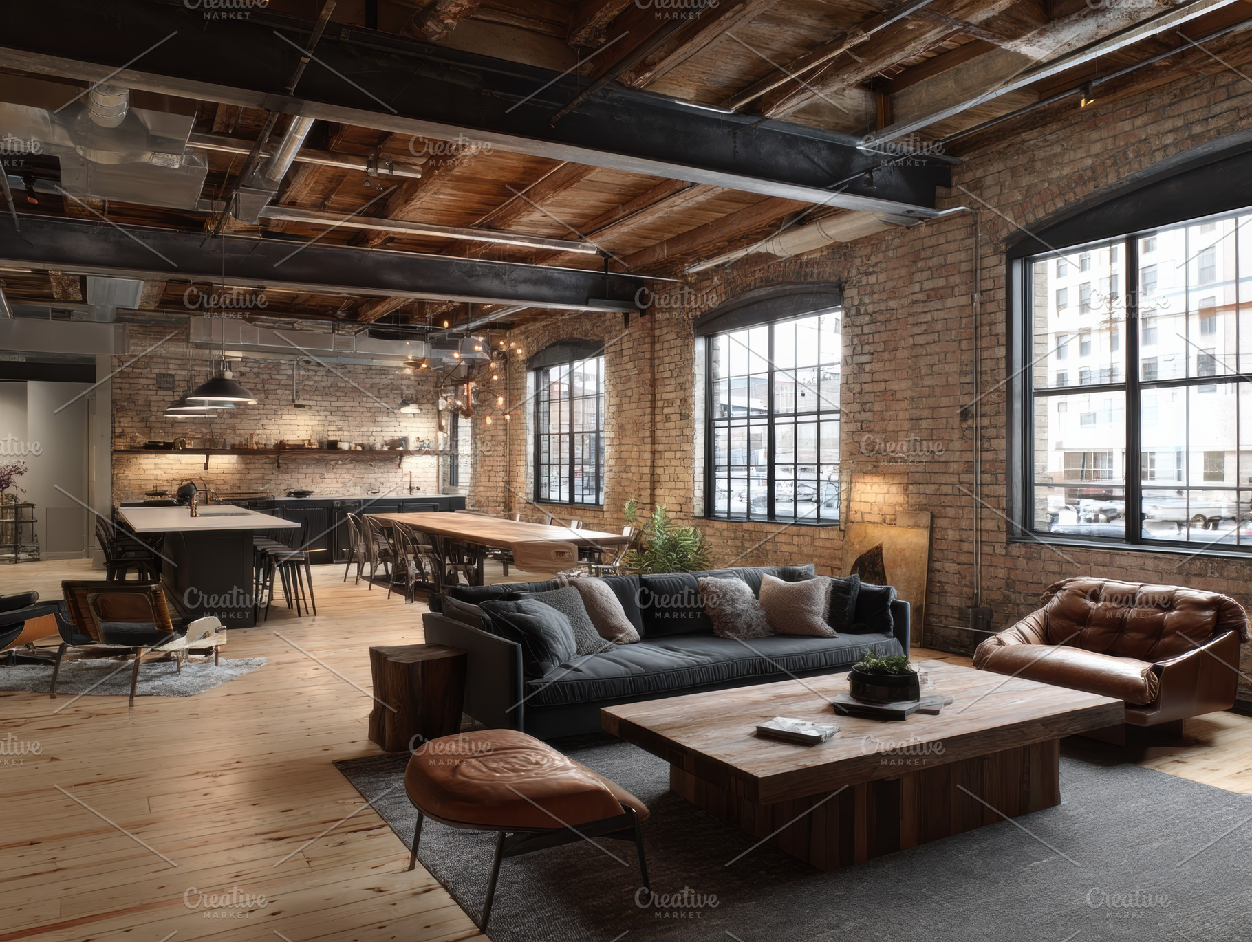 Industrial loft with brick walls, an Architecture Photo by Virgo Studio