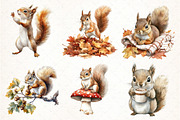 Watercolor Autumn Squirrel Clipart, an Illustration by Pixels.Craft (Thumbnail 3 of 7)