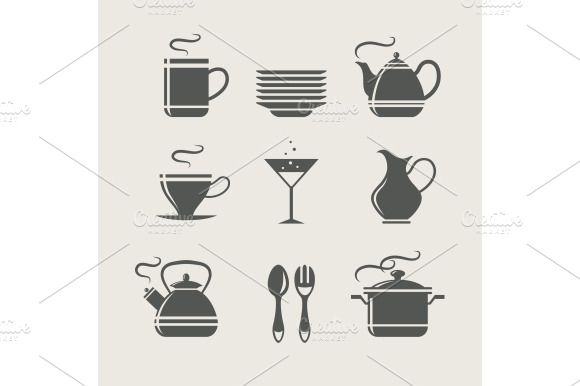 Kitchen Tableware Set Of Icons