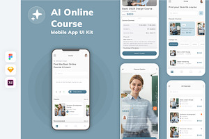 AI Online Course Mobile App UI Kit, an UI Kit Template by uicube