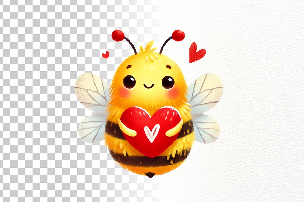 Valentine Bee Clipart Set, a Seasonal Illustration by Nicolle's Colorful Art (Photo 5 of 5)