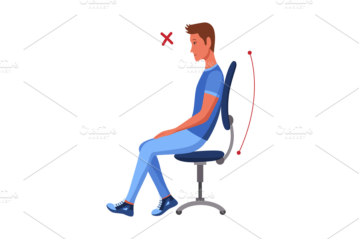 Incorrect back sitting, a Person Illustration by Things for designers