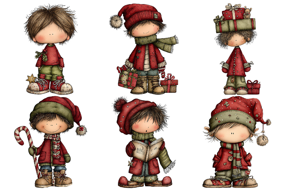 Whimsical Christmas Boy Clipart, an Illustration by Pixels.Craft (Photo 6 of 6)