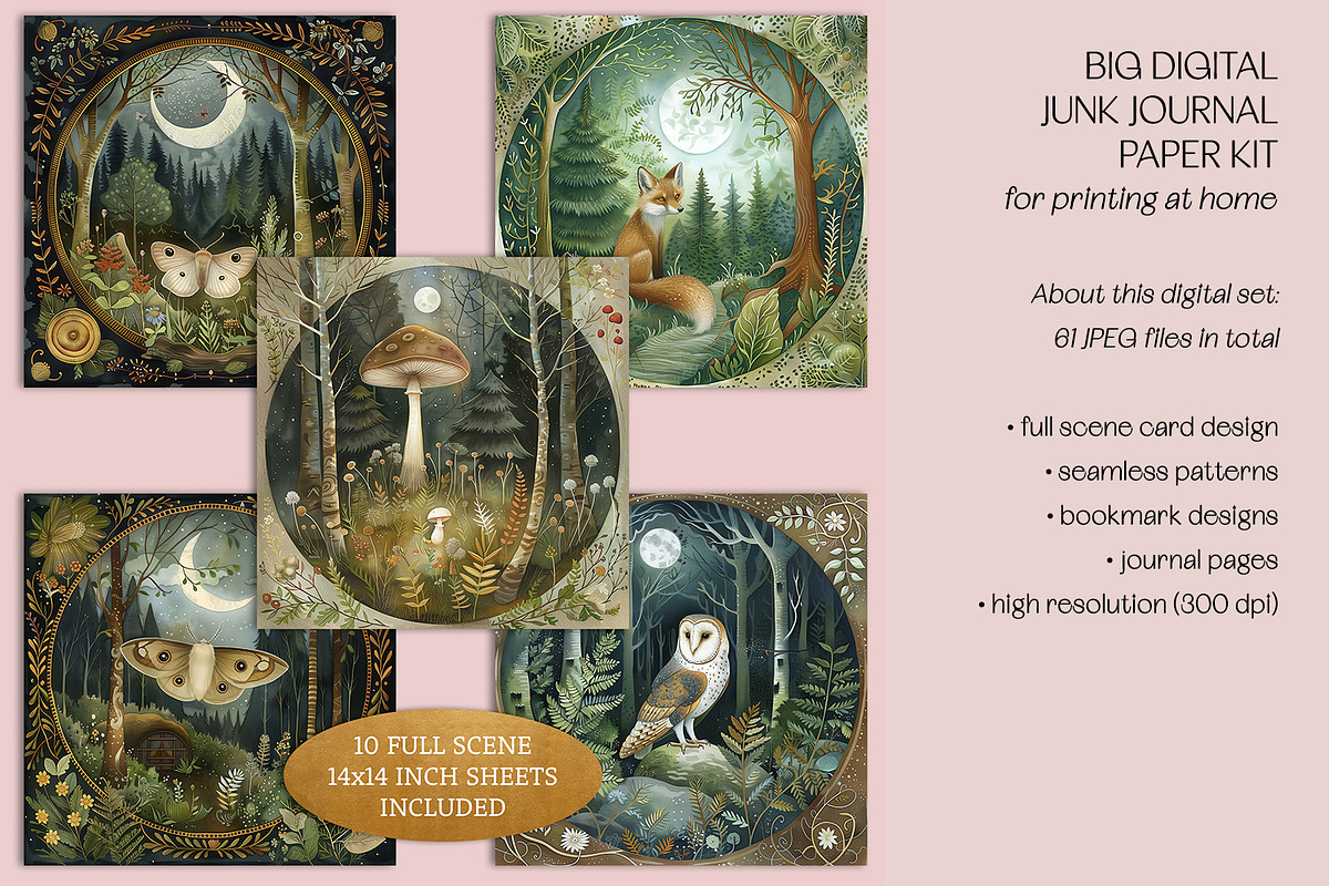Bordered Woodlands Junk Journal Kit, a Decorative Illustration by The Dutch Lady Designs (Photo 6 of 7)