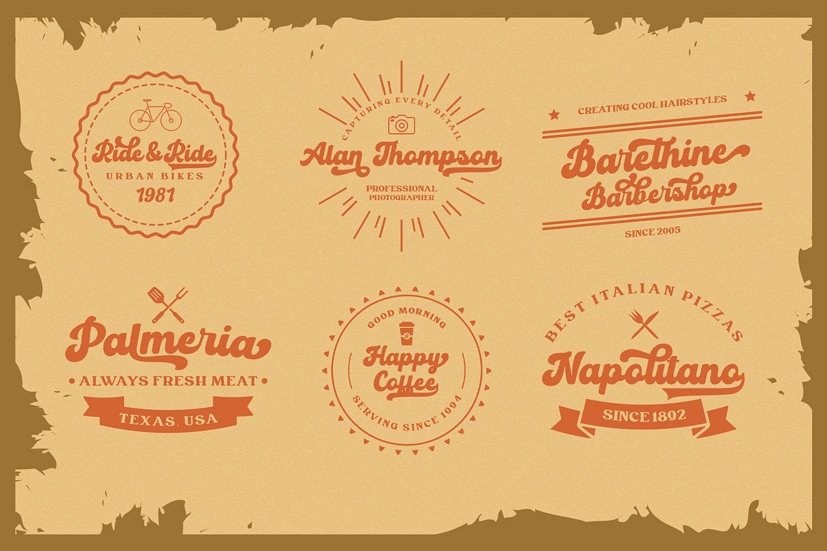 Vintage Round, a Script Font by Vintage Division (Photo 6 of 10)
