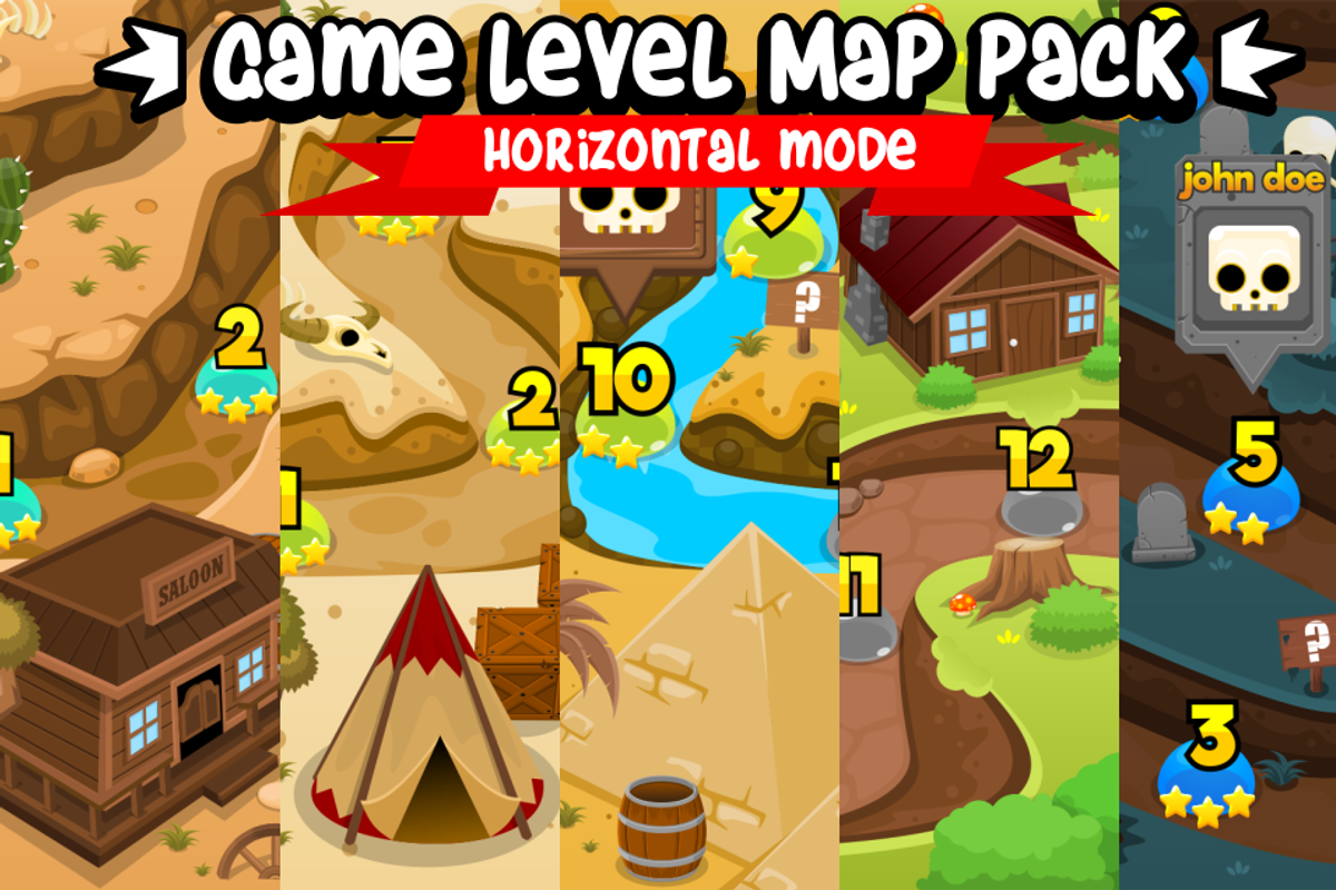 Game Level Map Pack - Horizontal Mod, an Illustration by pzUH (Photo 1 of 8)