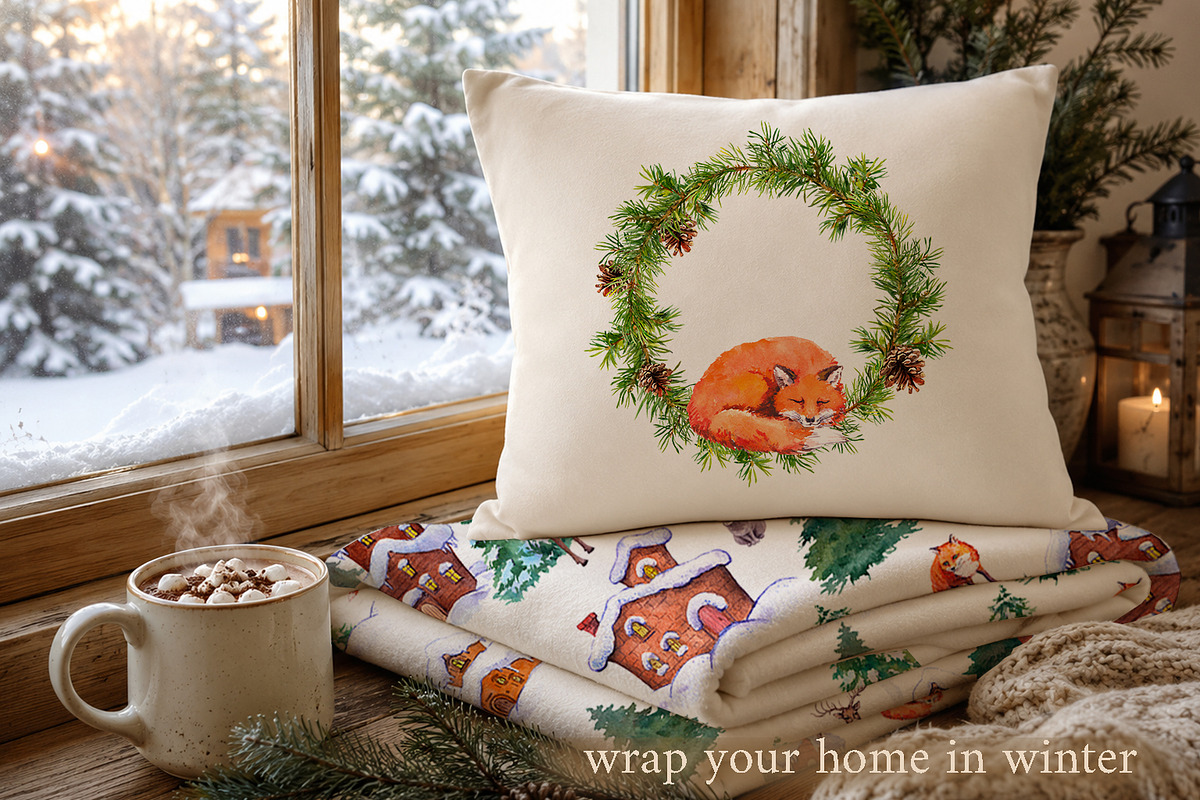 Christmas Woodland Watercolor Set, a Seasonal Illustration by Where summer is (Photo 8 of 11)