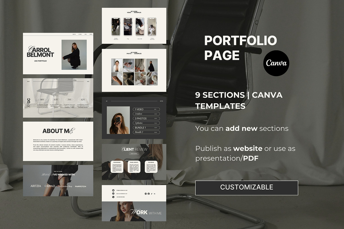 UGC Portfolio Canva website, a Landing Page Template by Studio Suvelle (Photo 4 of 8)