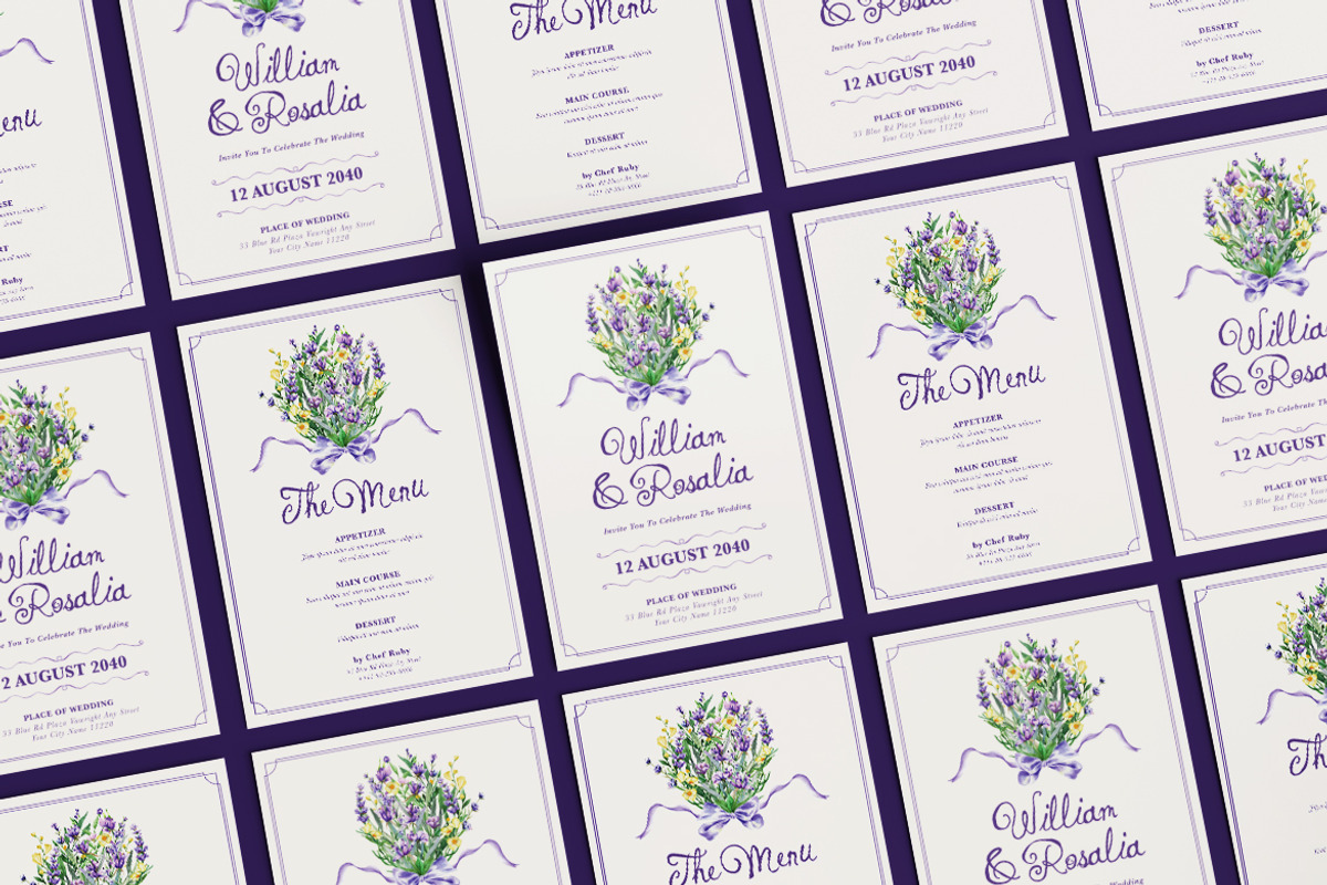 Lavender Bouquet Wedding Invitation, an Invitation Template by iDoodle Studio (Photo 4 of 4)