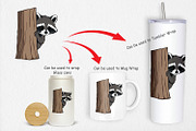 Peeking Raccoon Clipart, a Graphic by Artnoy (Thumbnail 4 of 5)