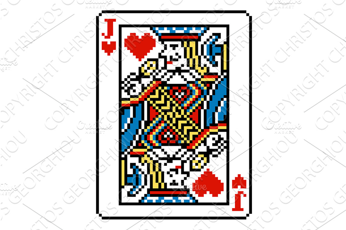 Pixel Art Jack of Hearts Playing, an Illustration by Christos Georghiou